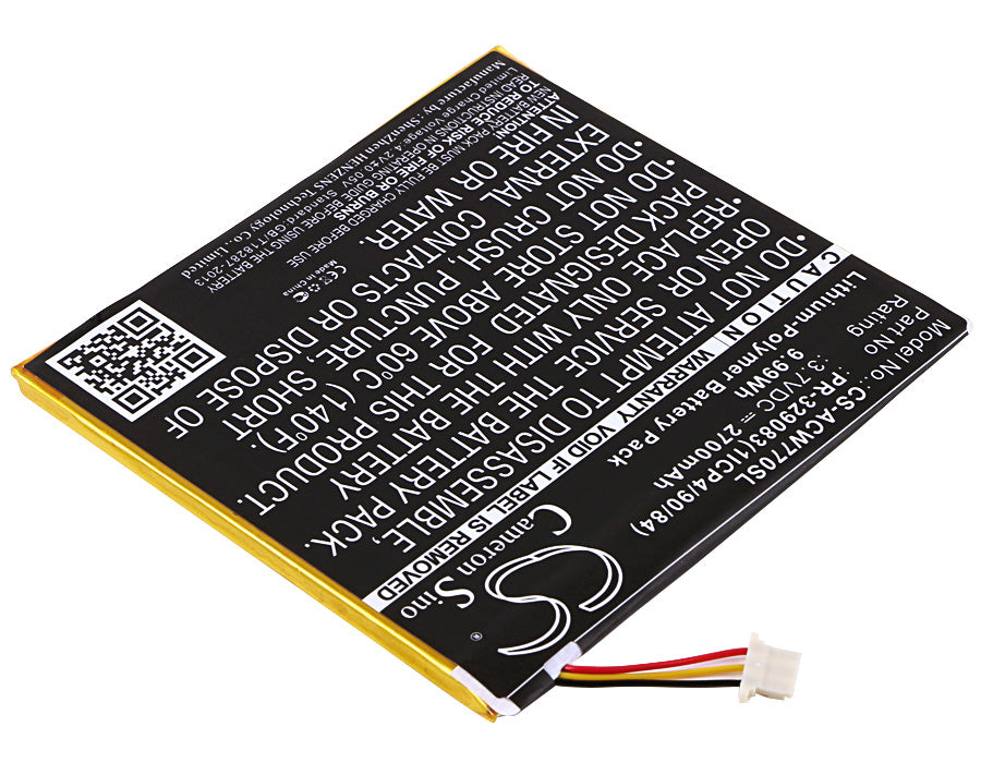 CS-ACW770SL : Battery for Acer Iconia One 7 B1-770 - Replaces Acer KT.0010H.003, PR-329083(1ICP4/90/84), PR-329083