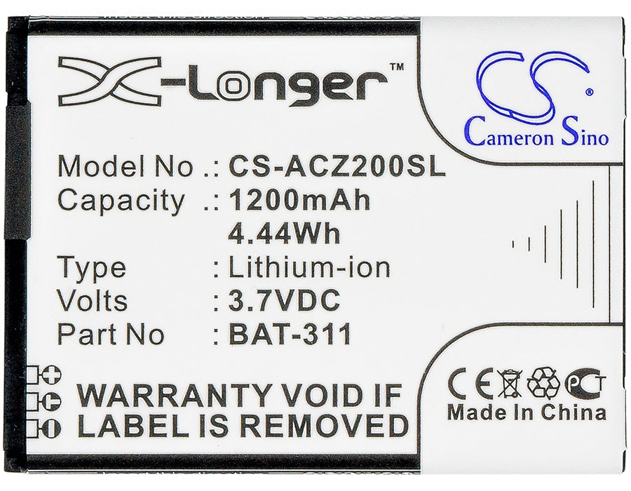 CS-ACZ200SL : Battery for Acer Liquid Z200, Z200, Liquid M220 and others - Replaces Acer BAT-311, BAT-311(1ICP5/43/55), KT.0010S.011