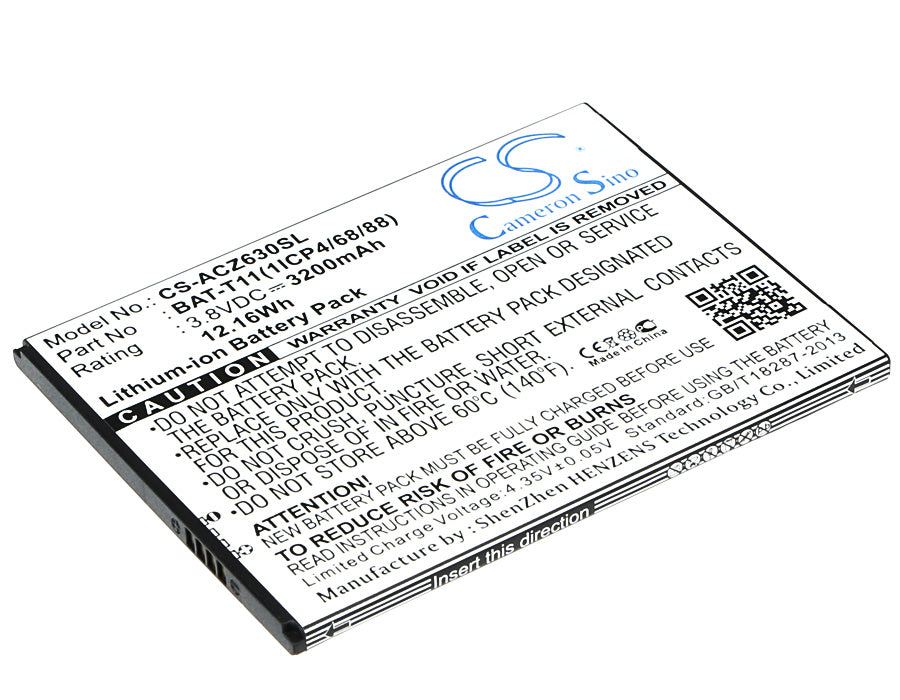 CS-ACZ630SL : Battery for Acer Liquid Z630, Liquid Z630S, T04 - Replaces Acer BAT-T11, BAT-T11(1ICP4/68/88), KT.0010S.018