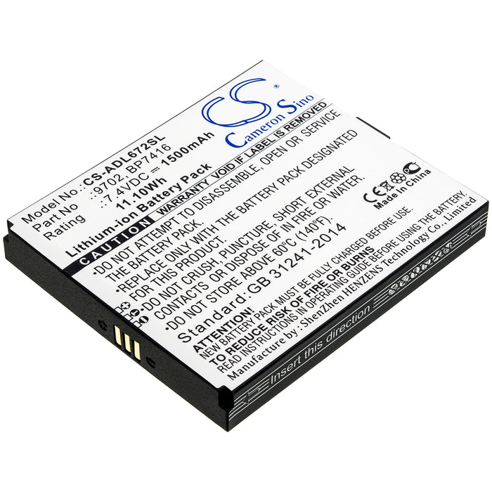 CS-ADL672SL : Battery for Additel 672, ADT 672 - Replaces Additel 9702, BP7416