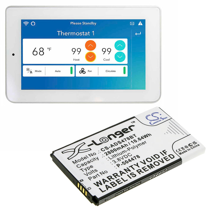 CS-ADS478BT : Battery for ADT Command Secondary Color Touchscreen Keypad - Replaces ADT P-504478