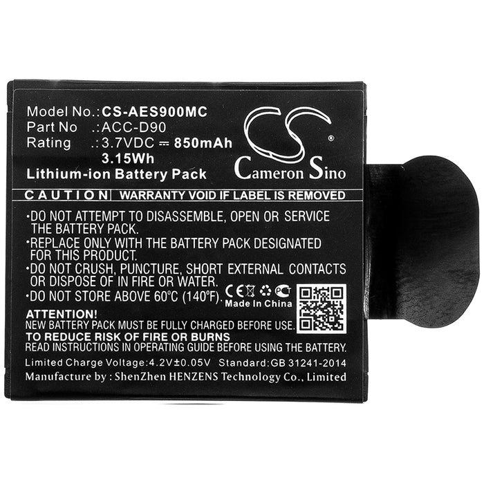 CS-AES900MC : Battery for AEE D90, S90, S91B and others - Replaces AEE ACC-D90