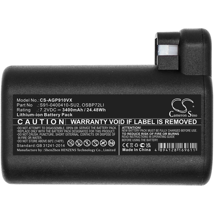 CS-AGP910VX : Battery for AEG Electrolux Osiris, 900258195, RX7-1-TM and others - Replaces AEG S91-0400410-SU2, OSBP72LI