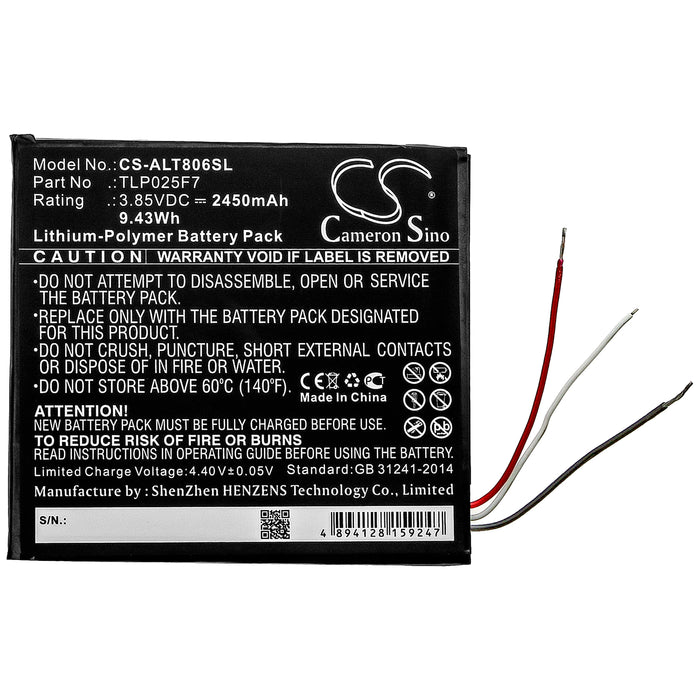 CS-ALT806SL : Battery for Alcatel 1T 7", OT-8068 - Replaces Alcatel TLP025F7, TLP025FA, TLP025FC