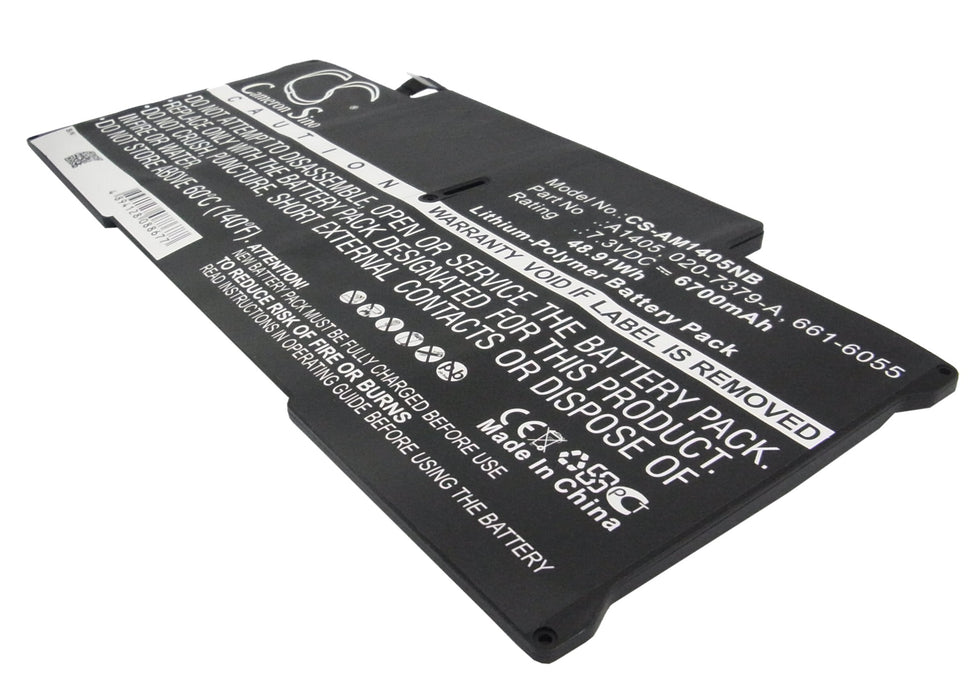 CS-AM1405NB : Battery for Apple MacBook Air 13" MC503, MacBook Air 13" MC504, MacBook Air "Core i5" 1.6 13" A1369 Mid-2011 and others - Replaces Apple A1405, 020-7379-A, 661-6055 and others