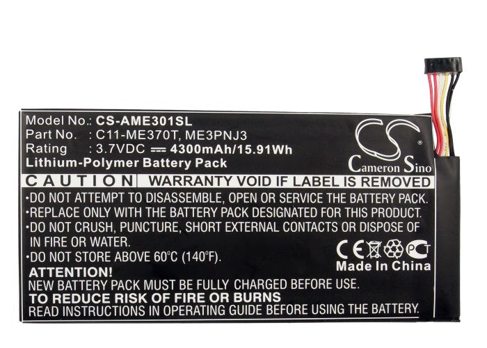 CS-AME301SL : Battery for Google Nexus 7, Nexus 7 8GB, Nexus 7 16GB and others - Replaces Google C11-ME370T, ME3PNJ3, 0B200-00120100M-A1A1A-219-17QE