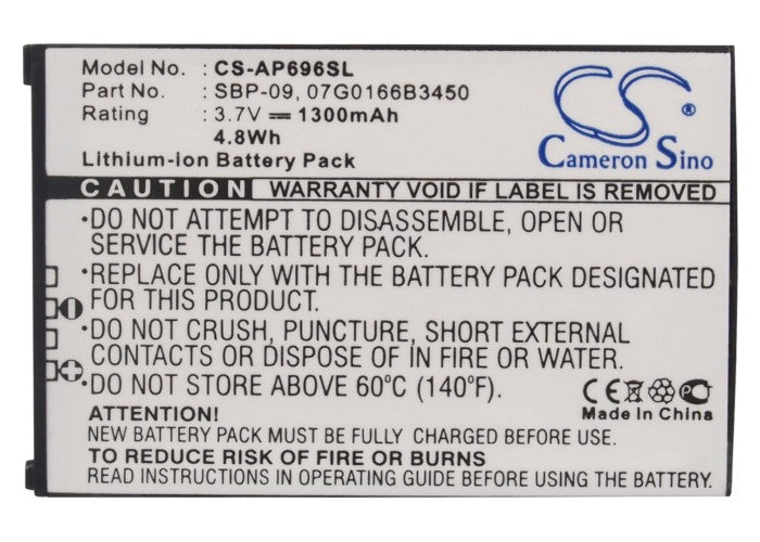 CS-AP696SL : Battery for Asus MyPal A686, Mypal A696, Mypal A626 - Replaces Asus SBP-09, 07G0166B3450