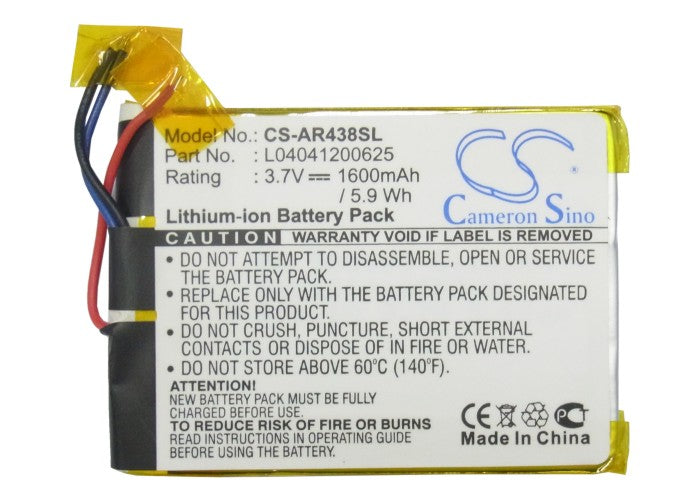 CS-AR438SL : Battery for Archos 43 Internet Tablet, A43IT, A43IT 8GB and others - Replaces Archos L04041200625