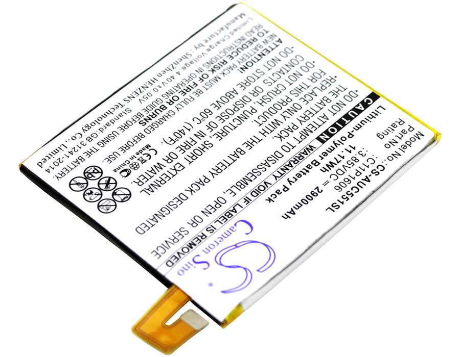 CS-AUC551SL : Battery for Asus ZenFone 3 Laser, ZC551KL - Replaces Asus C11P1606, 0B200-02250000