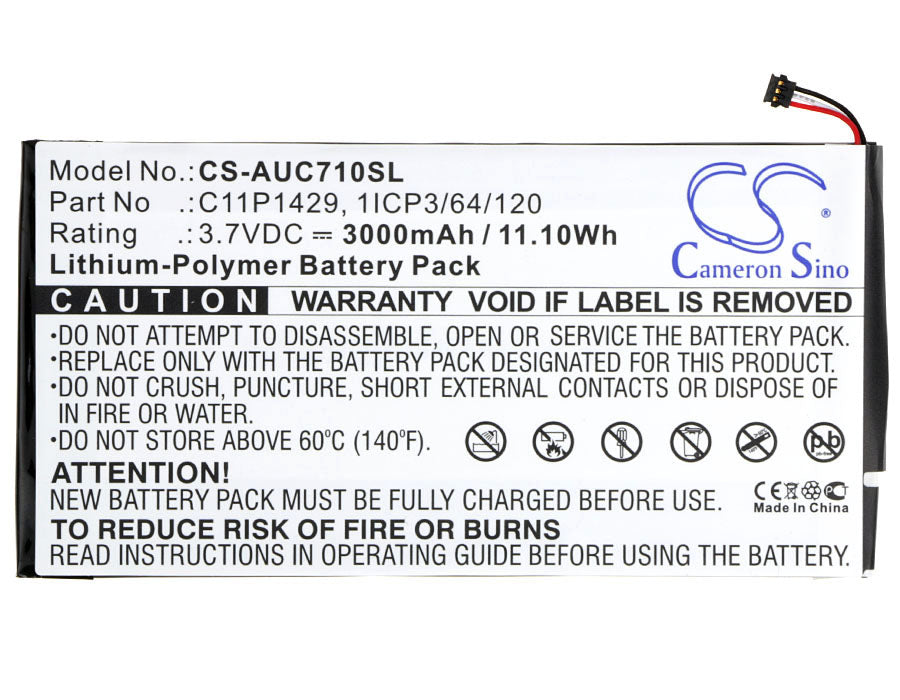 CS-AUC710SL : Battery for Asus Zenpad C7.0, Zenpad Z710C, Z710C-AI-BK and others - Replaces Asus C11P1429, C11P1429(9), 1ICP3/64/120 and others