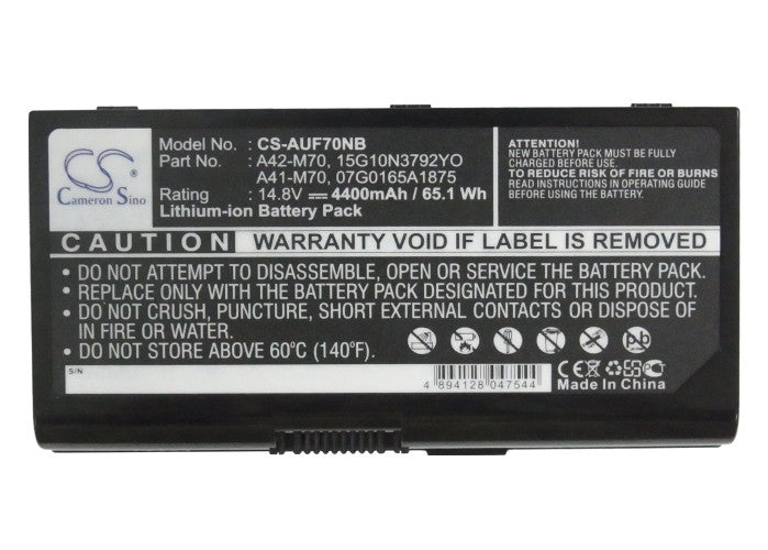 CS-AUF70NB : Battery for Asus F70, F70s, F70sl and others - Replaces Asus A42-M70, A41-M70, 07G0165A1875 and others