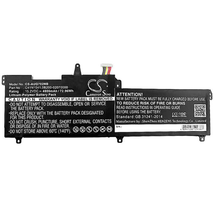 CS-AUG702NB : Battery for Asus GL702, GL702VT, GL702VM and others - Replaces Asus C41N1541, 0B200-02070000