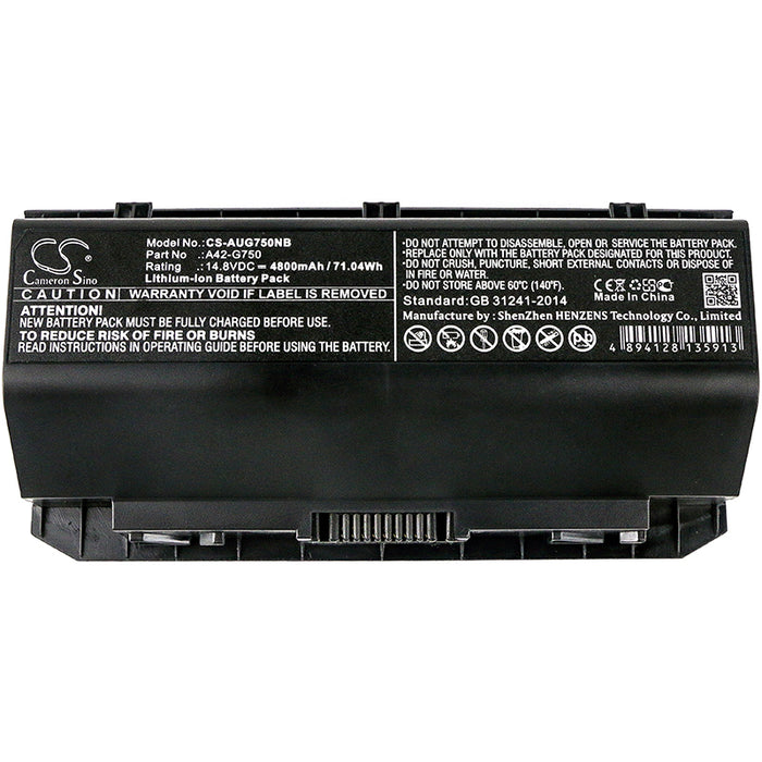 CS-AUG750NB : Battery for Asus G750, G750J, G750JH and others - Replaces Asus A42-G750