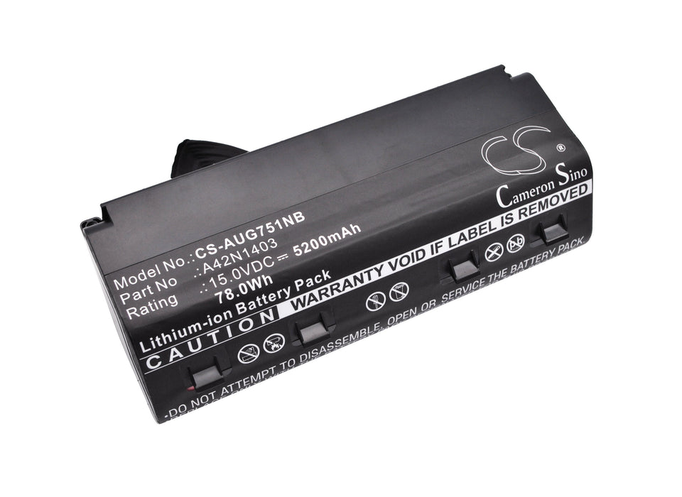 CS-AUG751NB : Battery for Asus G751J, G751JM, ROG GFX71JY and others - Replaces Asus A42N1403, A42LM93, A42LM9H and others