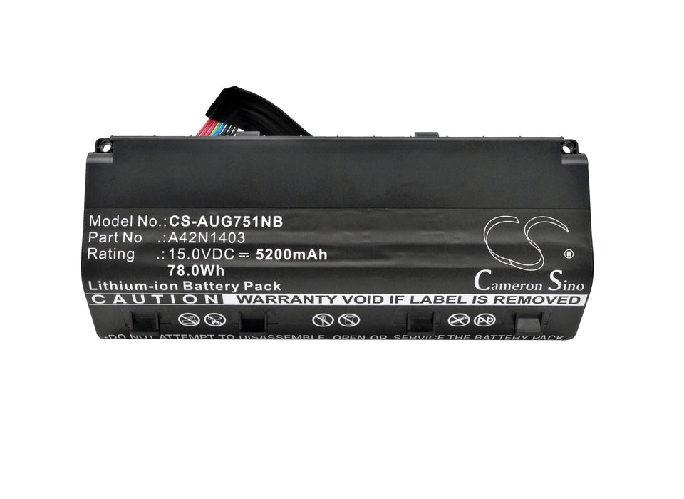 CS-AUG751NB : Battery for Asus G751J, G751JM, ROG GFX71JY and others - Replaces Asus A42N1403, A42LM93, A42LM9H and others