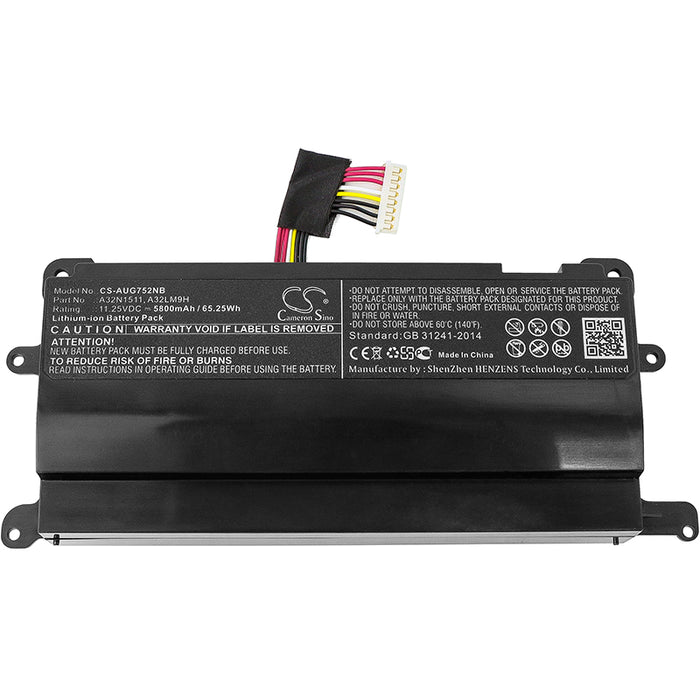 CS-AUG752NB : Battery for Asus G752VL, G752V, G752VL-1A and others - Replaces Asus A32N1511, 0B110-00370000, A32LM9H