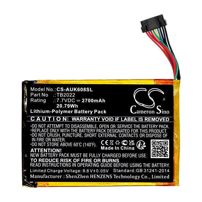 CS-AUK608SL : Battery for Autel MaxiBAS BT608 - Replaces Autel TB2022