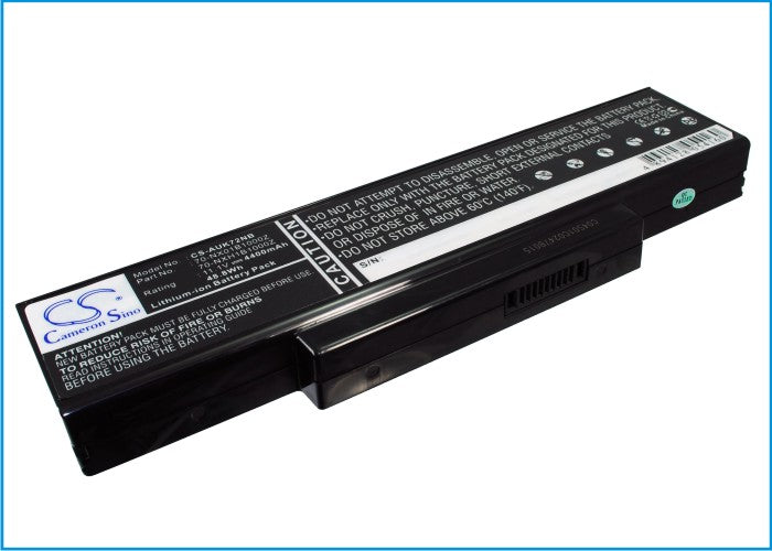 CS-AUK72NB : Battery for Asus A72, A72D, A72DR and others - Replaces Asus A32-K72, A32-N71, 70-NX01B1000Z and others