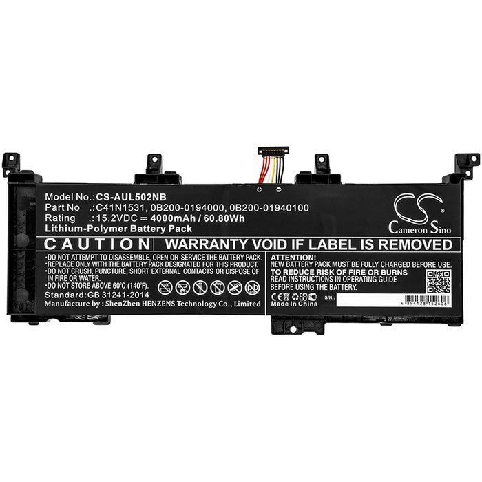 CS-AUL502NB : Battery for Asus GL502VS-GZ422T, GL502VS-FY255T, GL502VY-FY040T and others - Replaces Asus C41N1531, 0B200-0194000, 0B200-01940100