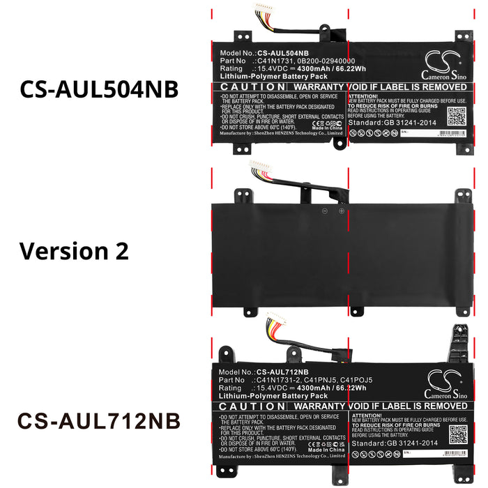 CS-AUL504NB : Battery for Asus ROG SCAR II GL504GW-ES043T, ROG Strix GL504GS-ES019T, G715GW-EV039T and others - Replaces Asus C41N1731, 0B200-02940000