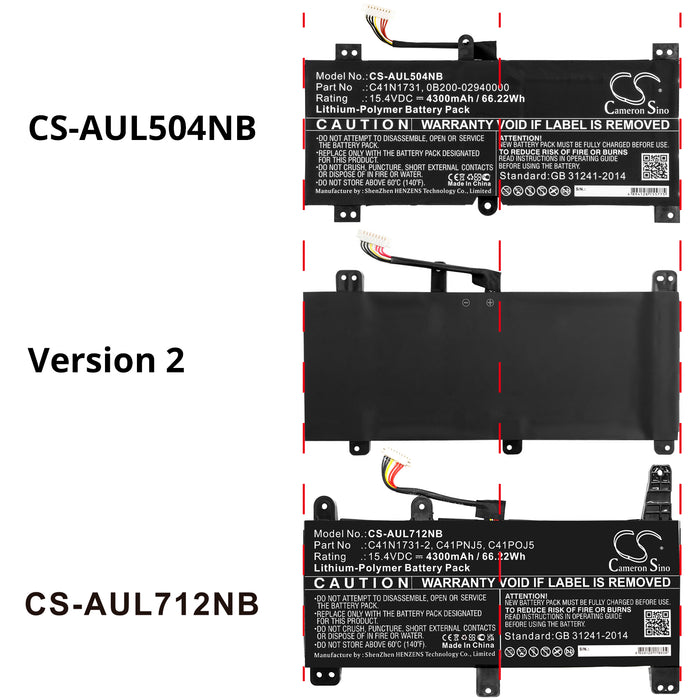 CS-AUL712NB : Battery for Asus ROG Strix G17 G712LW-EV251T, ROG Strix G G731GU-EV002, ROG Strix G17 G712LU-EV057T and others - Replaces Asus 0B200-02940000, 0B200-02990000, 0B200-03400200 and others