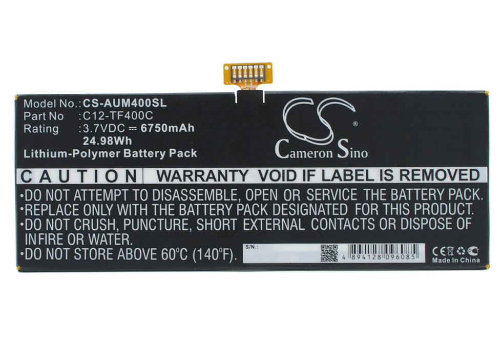 CS-AUM400SL : Battery for Asus VivoTab Smart ME400C, Transformer Pad TF502T, TF600T-1B016R and others - Replaces Asus C12-TF400C