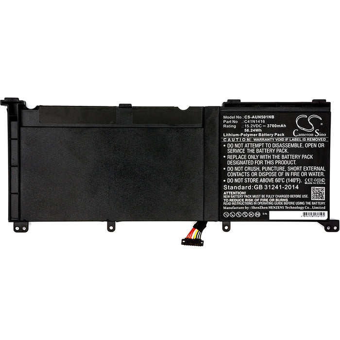 CS-AUN501NB : Battery for Asus N501JW-1A, G60JW4720, N501JW-1B and others - Replaces Asus C41N1416, 0B200-01250100