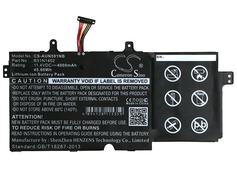 CS-AUN591NB : Battery for Asus N591LB, Q551LN, Q551 and others - Replaces Asus B31N1402, 0B200-01050000M, 0B200-01050000