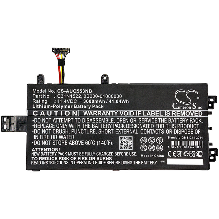 CS-AUQ553NB : Battery for Asus Q553U, Q553UB-BSI7T13 - Replaces Asus C31N1522, 0B200-01880000