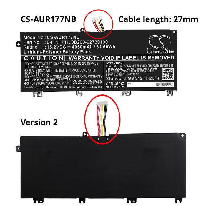 CS-AUR177NB : Battery for Asus ROG Station 17 PX703GE-GC153R, ROG Strix GL703GE-EE083T, TUF Gaming FX705DT-AU068T and others - Replaces Asus B41N1711, 0B200-02730100