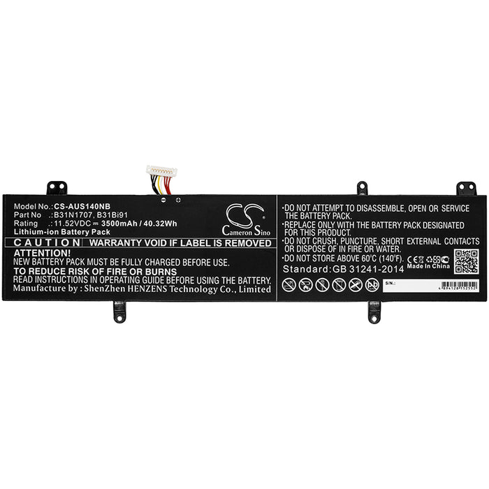 CS-AUS140NB : Battery for Asus VivoBook S14, S410U, S410UA and others - Replaces Asus B31N1707, B31Bi91, 0B200-02710000 and others