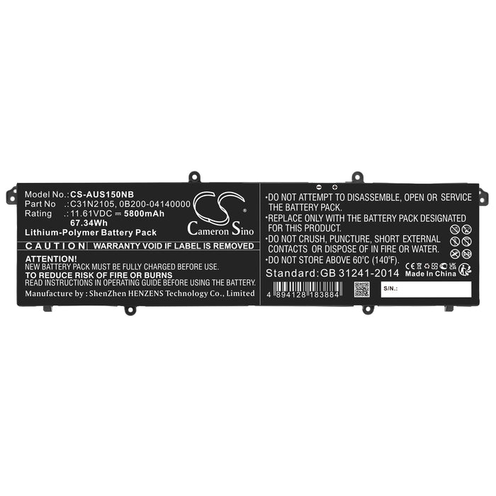 CS-AUS150NB : Battery for Asus Vivobook S 14 OLED K3402ZA-AOQ25031W, Vivobook 14X OLED X1403ZA-BOQ25024W, VivoBook S 14 M3402QA-KM055 and others - Replaces Asus C31N2105, 0B200-04140000