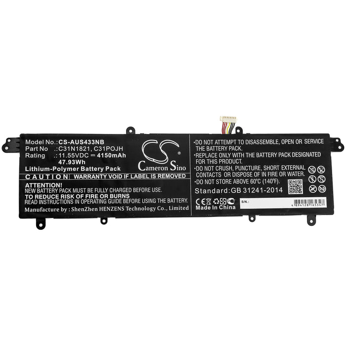 CS-AUS433NB : Battery for Asus VivoBook S14 S433FA-EB491, VivoBook S14 S433FA-EB539T, VivoBook S14 S433EA-AM108T and others - Replaces Asus C31N1821, C31POJH, 0B200-03210100