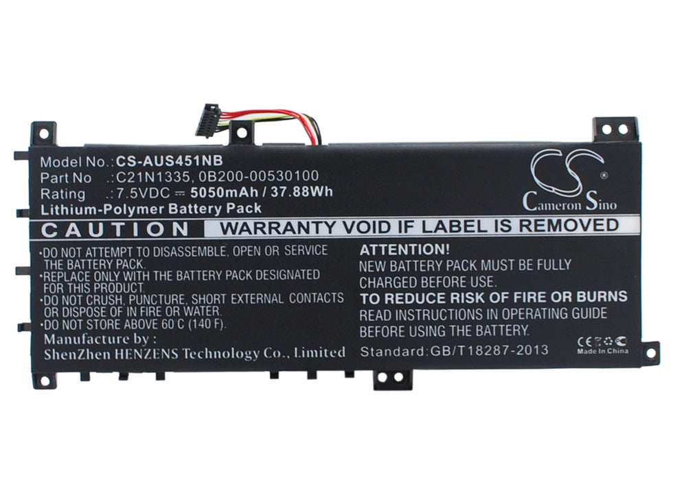 CS-AUS451NB : Battery for Asus VivoBook S451, VivoBook S451LA, VivoBook S451LB and others - Replaces Asus C21N1335, 0B200-00530100