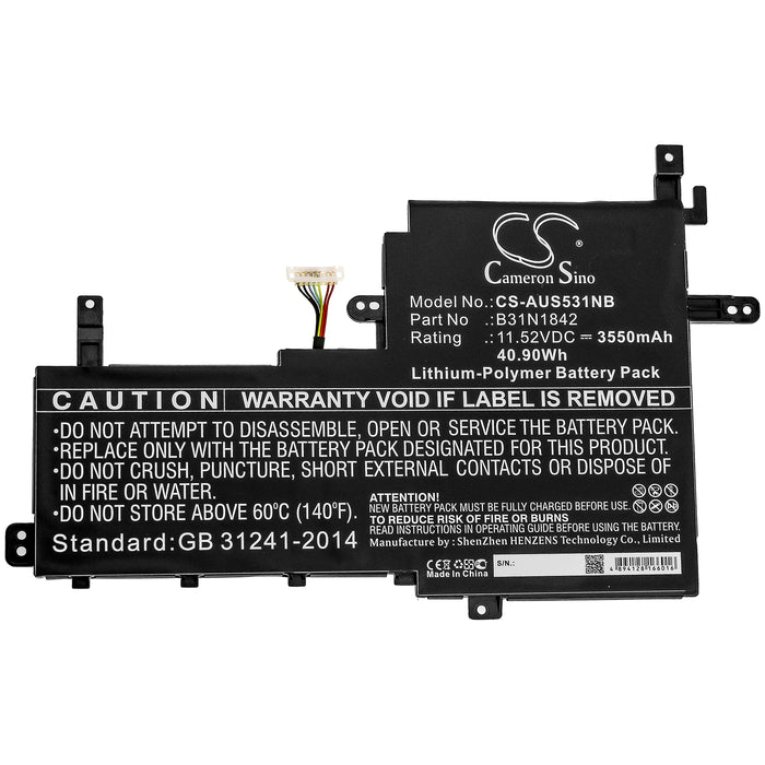 CS-AUS531NB : Battery for Asus VivoBook S15 S531FA-EJ003T, VivoBook S15 S531FA-EJ188T, VivoBook S15 S531FL-EJ154T and others - Replaces Asus B31N1842, 0B200-03440000