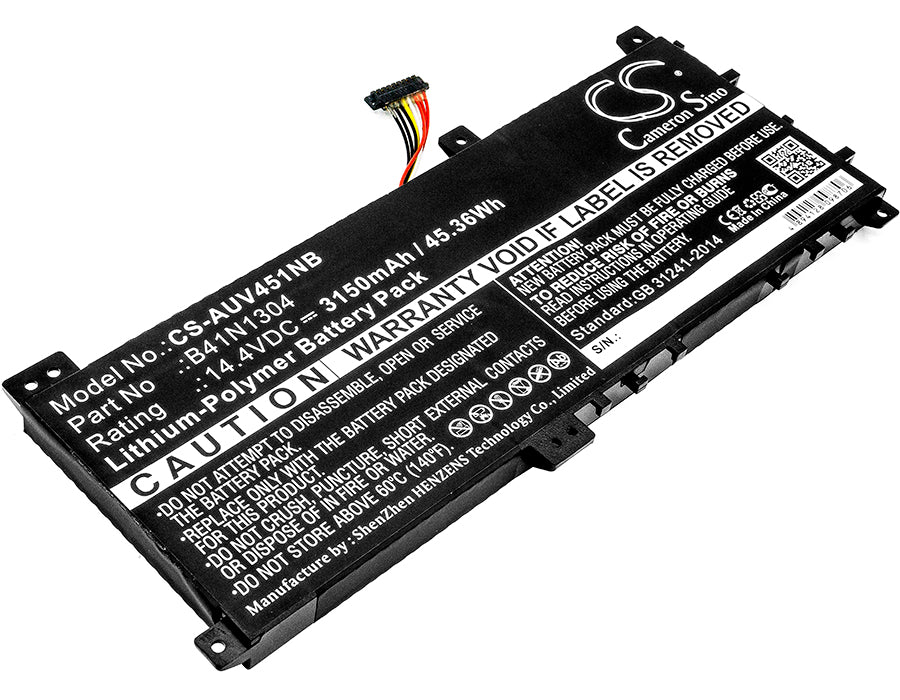 CS-AUV451NB : Battery for Asus VivoBook V451LA, VivoBook V451LA-DS51T - Replaces Asus B41N1304, 0B200-00530000, B41BK4G