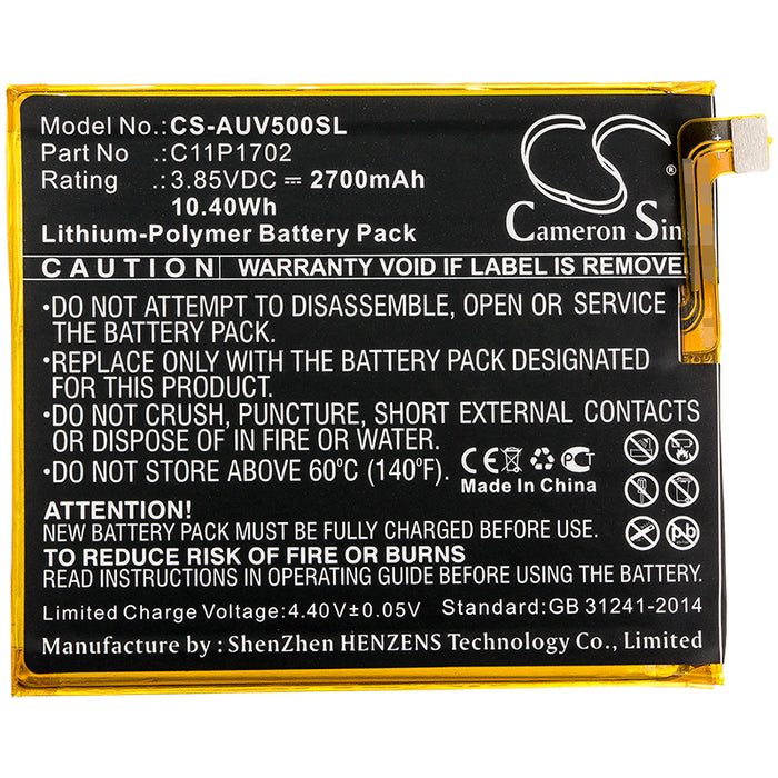 CS-AUV500SL : Battery for Asus ZenFone V Live, ZenFone V Live LTE, V500KL and others - Replaces Asus C11P1702