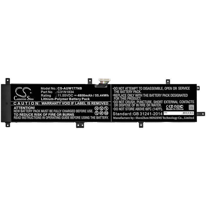 CS-AUW177NB : Battery for Asus ProArt StudioBook 17 W700G2T, ProArt StudioBook Pro 17 H700, ProArt StudioBook Pro 17 W700G2T-AV020R and others - Replaces Asus C31N1834, 0B200-03360200, 0B200-03360300