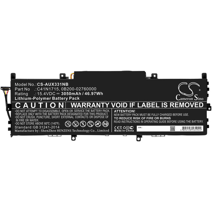 CS-AUX331NB : Battery for Asus UX331UAL-1D, Zenbook UX331UN-EG080T, Zenbook UX331UN-C4136R and others - Replaces Asus C41N1715, 0B200-02760000