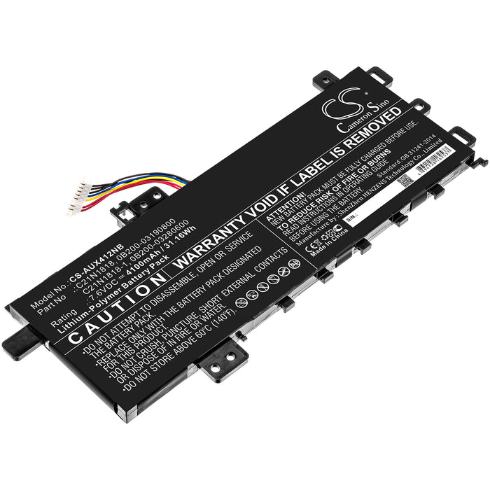 CS-AUX412NB : Battery for Asus VivoBook 14 X412UA-EK184T, VivoBook 14 X412UB-EB039T, VivoBook 15 F512FL-EJ054T and others - Replaces Asus C21N1818, C21N1818-1, 0B200-03190800 and others