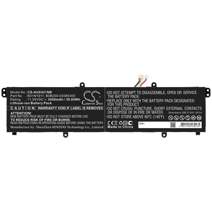 CS-AUX421NB : Battery for Asus X421, V4050FA, A413FF and others - Replaces Asus B31N1911, B0B200-03580300, C31N1911