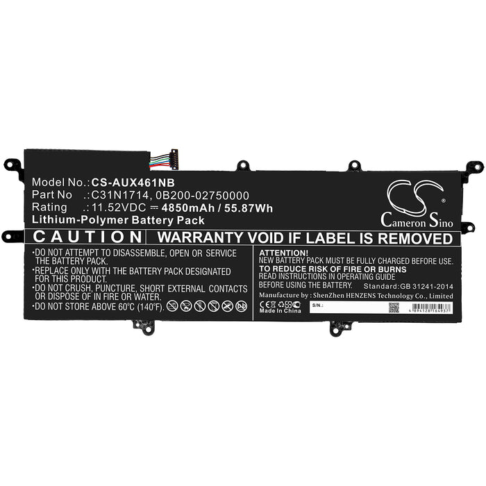 CS-AUX461NB : Battery for Asus ZenBook Flip 14 UX461UA-M00540, UX461FN-1C, ZenBook Flip UX461UA-E1087R and others - Replaces Asus C31N1714, 0B200-02750000