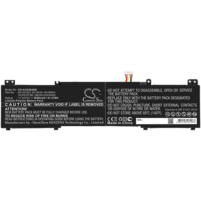 CS-AUX462NB : Battery for Asus UX462DA-2G, Zenbook Flip 14 UM462DA-AI015T, ZENBOOK FLIP 14 UX461FN-E1029T and others - Replaces Asus B31N1822, 0B200-03220000, 3ICP5/57/80 and others