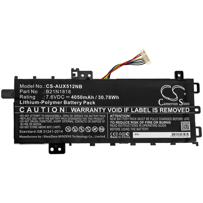 CS-AUX512NB : Battery for Asus X512da-ej040t, VivoBook 17 F712FA-AU814, VivoBook 15 X512UA-EJ258T and others - Replaces Asus B21N1818, 0B200-03190400, 0B200-03190400E and others