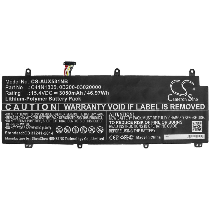 CS-AUX531NB : Battery for Asus ROG Zephyrus S GX531GS, ROG Zephyrus S GX531GXR-ES016T, ROG Zephyrus S GX531GX-ES002T and others - Replaces Asus C41N1805, 0B200-03020000