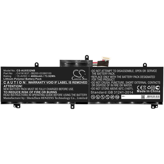 CS-AUX532NB : Battery for Asus GX532GV, ROG Zephyrus G15 GA502IU-AL011T, ROG ZEPHYRUS S15 GX502LXS-HF047T and others - Replaces Asus C41N1837, 0B200-03380100