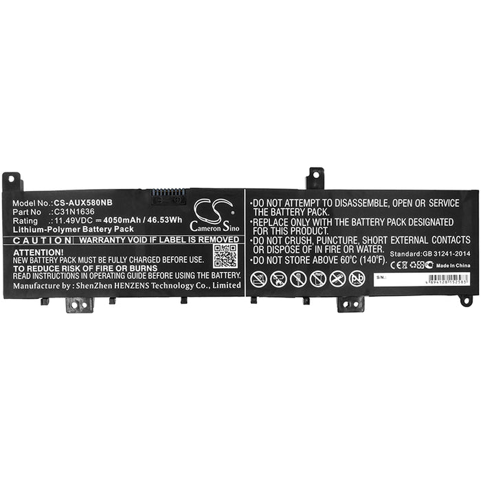 CS-AUX580NB : Battery for Asus VivoBook Pro 15, N580, N580GD and others - Replaces Asus C31N1636, 0B200-02580000, 0B200-02580100 and others