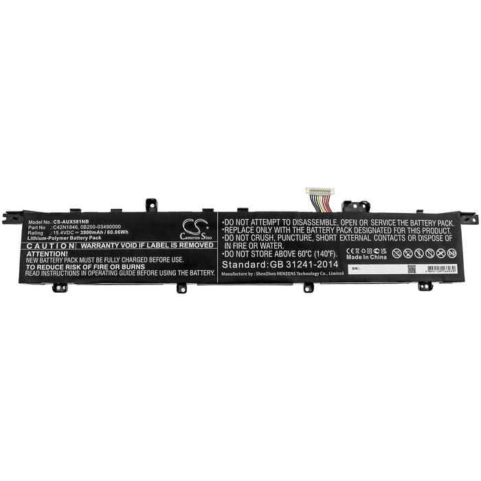 CS-AUX581NB : Battery for Asus ZenBook Pro Duo UX581GV-H2004T, ZenBook Pro Duo UX581GV-H2001T, ZenBook Pro Duo UX581GV-H2037T and others - Replaces Asus C42N1846, 0B200-03490000