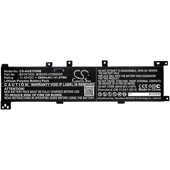 CS-AUX705NB : Battery for Asus X705, X705UV-3G, X705NC-1B and others - Replaces Asus B31N1635, B0B200-02560000