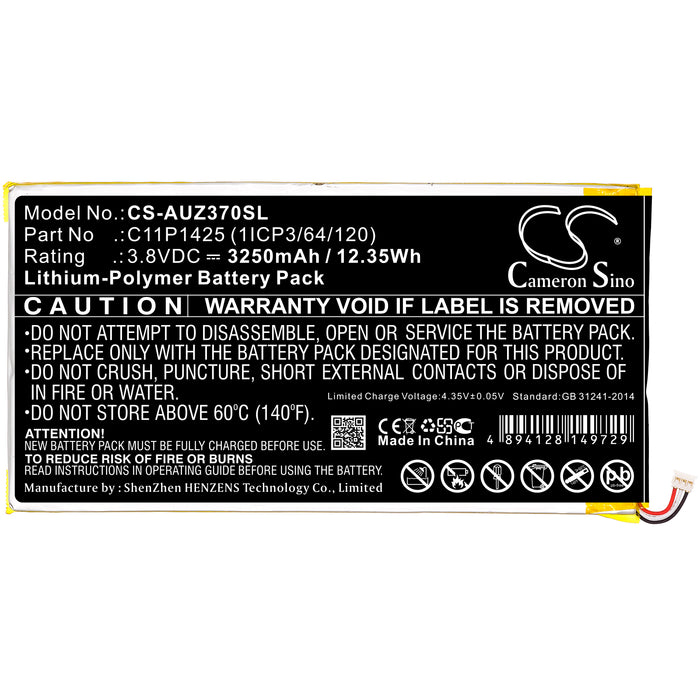 CS-AUZ370SL : Battery for Asus ZenPad 7.0 Z370C, ZenPad M700KL, Z370KL 1B and others - Replaces Asus 0B200-01510100, C11P1425 (1ICP3/64/120)